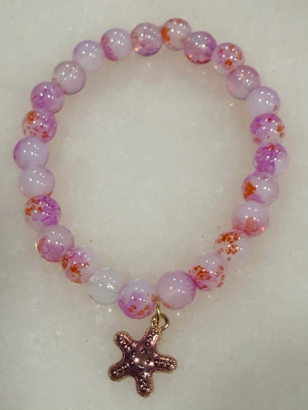 Lavender & Rose Gold Starfish Beaded Bracelet